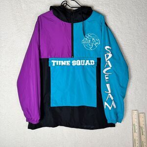 Vintage 90s Space Jam Nylon Windbreaker Pullover Tune Squad Jacket XL Colorblock